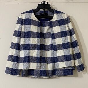 Ann Taylor Blue and White Checkered skirt suit